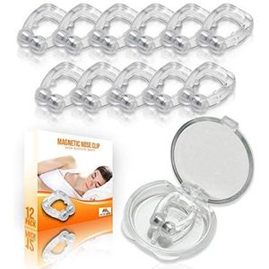 Verpakking van 12 magnetische anti-snurklips - Siliconen neusklemmen - Herbruikbare oplossing tegen snurken voor nasale snurkers - Geniet van een rustigere nachtrust van Mobi Lock