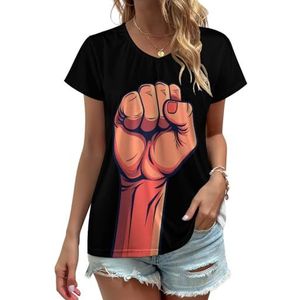 Resist Fist Funny Pride Dames V-hals T-shirts Leuke Grafische Korte Mouw Casual Tee Tops S