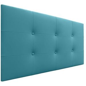 DHOME Hoofdbord voor bedden, 8 cm dik, gevoerd hoofdeinde Acualine, stof en kunstleer, turquoise, 110 cm (bedden met 80/90/105)