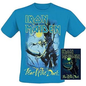 Iron Maiden Fear Of The Dark - Glow In The Dark T-shirt blauw XL 100% katoen Band merch, Bands