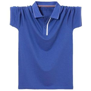 Heren Zomer Borduurwerk Polo's Shirts Heren Casual Korte Mouw Shirts Mannelijke Kleding T- Shirt Tops, Blauw, XXL