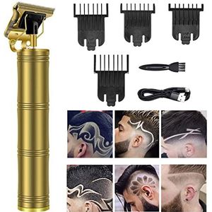 Professionele Tondeuse voor Mannen Vrouwen Draadloze Oplaadbare Tondeuse Metalen Body Cutting Grooming Kit Baard Scheerapparaat Kapperszaak (Gouden Bamboe)