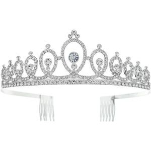 Bruidsdialoog, bal tiara, prinses tiara, volwassen Crystal Tiara Elegante Prinses Kroon met Kammen Tiara's for Vrouwen Bruids Bruiloft Prom Verjaardag Kostuums Haaraccessoires for Vrouwen Meisjes