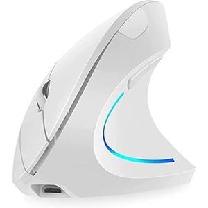 AVEKI Verticale muis, rechtshandige 2,4 GHz draadloze ergonomische oplaadbare verticale muis met 4 instelbare DPI 800/1200/1600/2400, 6 knoppen, compatibel met pc, desktop, Mac (wit)