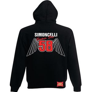 rood i Marco Simoncelli Moto GP 58 Vleugels Hoodie Zwart Maten Klein tot XXL