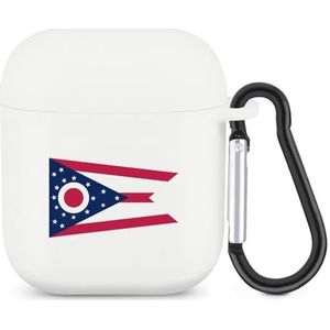 Ohio vlag schattig hoesje voor AirPods 2 & 1 schokbestendige beschermende hoofdtelefoon gevallen cover met sleutelhanger voor mannen vrouwen