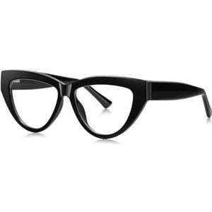 moomoobird Cat Eye Bril Blauw Licht Blokkeren Vrouwelijke TR90 Grote Bril Frame voor Vrouwen Mode, Zwart met helder