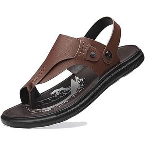 Leren Instapsandalen Voor Heren Met Split-toe En Bunioncorrectie, Met Ondersteuning Van De Voetboog, Orthopedische Slippers Voor Vaderdag Zomer Strand Ringteen, Wandelen, Pijnverlichting(Brown,39 EU)