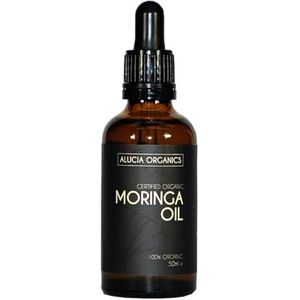 Alucia Organics Gecertificeerde Biologische Moringa Olie (Moringa Oil) 50ml - puur, natuurlijk, koudgeperst, gecertificeerd biologisch, veganistisch, dierproefvrij, voor huid, gezicht, lichaam, haar, massage
