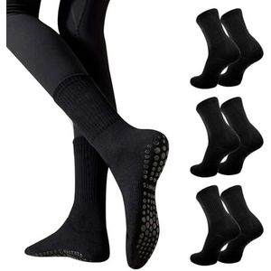 Risipu Set van 3 paar antislipsokken voor dames, voor pilates, ballet, dans of trampoline., Zwart, Eén Maat