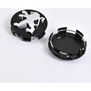 4 stuks naafdoppen voor Peugeot Partner (2008-2018), wieldoppen wielnaafdoppen met gepolijst oppervlak wielnaafdop autowielnaven,Black-60mm
