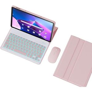 Toetsenbordhoes Voor Lenovo Tab M10 3E Generatie 10,1"" TB328FU, Afneembaar Draadloos Toetsenbord Met Achtergrondverlichting En Magnetische Beschermhoes, Oplaadbare Muis,Roze