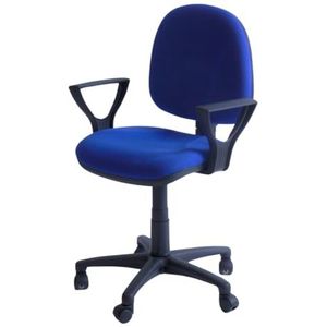 T10 Bureaustoel, stoel met armleuningen voor thuiskantoor, in hoogte verstelbare stoel, verstelbare rugleuning, gevoerde zitting en rugleuning, bureaustoel, ergonomische stoel (blauw)