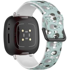 Zachte sportband compatibel met Fitbit Sense/Sense 2 / Versa 4 / Versa 3 (Hedgehogs achtergrond kleurrijk) siliconen armband accessoire
