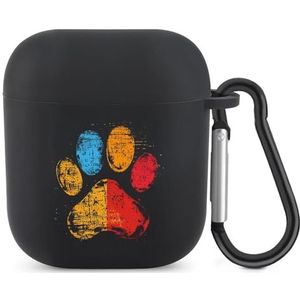 Liefde Pet Puppy Hond Poot Leuke Case voor AirPods 2&1 Schokbestendige Beschermende Hoofdtelefoon Gevallen Cover Met Sleutelhanger voor Mannen Vrouwen