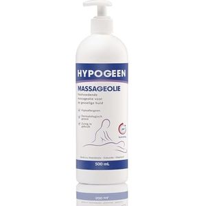 Hypogeen Massageolie 500ml - ook voor de overgevoelige huid - PH-neutraal - hypoallergeen - ontspannend effect voor alle soorten spierpijn - met amandelolie en kokosolie - natuurlijke massagelotion