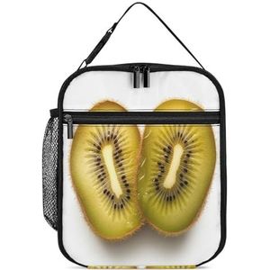 Dwrepo Lunchbox voor vrouwen mannen geïsoleerde zachte tas gele kiwi lunchtas met zijvak herbruikbare draagbare draagtas maaltijdzakken voor werk picknick