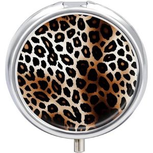 Luipaard Print Pillendoos Mini Pil Case Pocket Pil Case voor Mannen Reizen Pillendoos Leuke Pil Organizer 3 Compartiment Geneeskunde Pil Organizer Pil Container Pil Houder