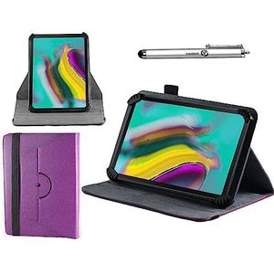 Navitech Paarse hoes met 360° draaibare standaard en stylus compatibel met Paxodo 9 inch tablet