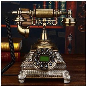Telefoon Kantoor Vintage Vaste Vaste Antieke Ornamenten Bruin Goud Gesneden Creatieve Europese Retro Telefoon Antiek Huis (D)