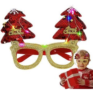 Kerst LED-glas,Gelukkig nieuwjaar Knipperend lichtglas | Kerstverlichting met knipperende feestbril, LED-glitter kerstfeestzonnebril Shenrongtong