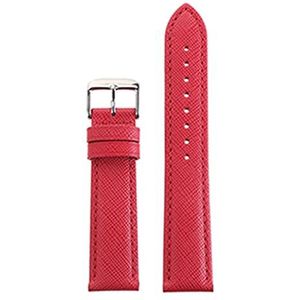 LUGEMA Leren Horlogeband Mode Horlogeband Echte Armband For Man En Vrouw 18 Mm 20 Mm 22 Mm 7 Kleuren (Color : Pink Red, Size : 22mm)
