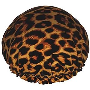 Grappige luipaard dierenprint douchecap,Nachtmutsje dubbellaags waterdichte elastische badmuts herbruikbare badmuts