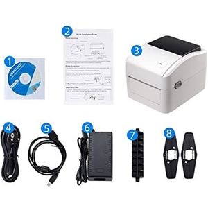 Etiketprinters Rinter USB Port Verzending Label Printer 4 * 6 Barcodeprinter for Express of Supermarkt Zwart Wit Thermische printer (Color : White lampshade)