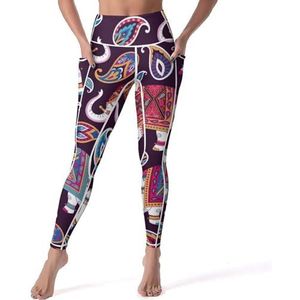 Indiase stijl olifanten en paisleys vrouwen yoga broek hoge taille legging buikcontrole workout running leggings XL