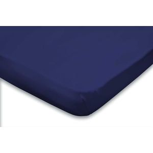 Topper Hoeslaken Jersey Katoen Stretch - donker blauw 180x210/220cm - Lits Jumeaux