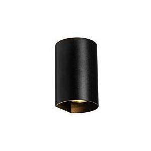 QAZQA - Design ronde wandlamp zwart - Sabbir | Woonkamer | Slaapkamer | Keuken - Aluminium Cilinder - GU10 Geschikt voor LED - Max. 2 x 50 Watt