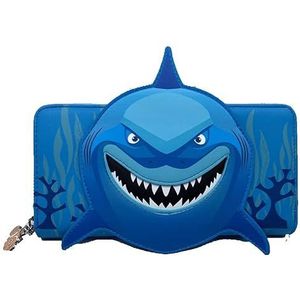 Loungefly Finding Nemo Bruce Shark Cosplay Wallet, Blauw, Rits Rond Portemonnee, Blauw, Rits rond portemonnee