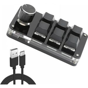 QPSJXN Aangepast toetsenbord met 12 en 2 Macro USB mechanisch toetsenbord (K06 Black Cable)