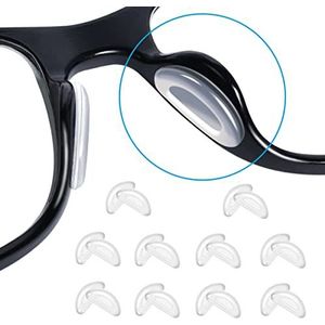 Festful Neuskussentjes voor brillenglazen, 10 paar antislip zachte brilneuspads, siliconen neuspads voor bril (transparant/2 mm)