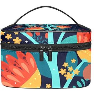 Make-up Organizer Bag, Reizen Make-up Tas Organizer Case Draagbare Cosmetische Tas voor Vrouwen en Meisjes Toiletries Platte Kleurrijke Bloemen Tak, Meerkleurig, 22.5x15x13.8cm/8.9x5.9x5.4in