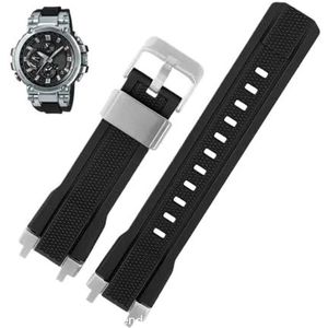 Rubber Horlogeband Soft Fit for Casio MTG-B1000/G1000 Horloge Band Gemodificeerde Siliconen Horloge Riem Waterdichte Armband for mannen(Color:Black-silver)