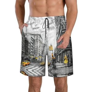 Tropische Ananas Hawaiiaanse Print Heren Zwemmen Board Shorts Zwembroek Trunks Badmode Sneldrogende Surfen Strand Essentiële Zomer, Liefde uit New York, XXL