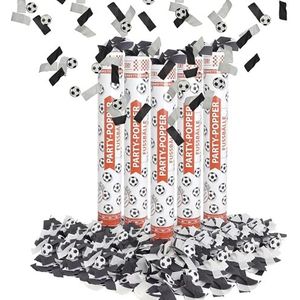 Party Factory confetti partypopper, 40 cm, 8 m vlieghoogte, confettiregen voor bruiloft, Valentijnsdag, oudejaarsavond of vrijgezellenfeest, 5er SET, Voetballen