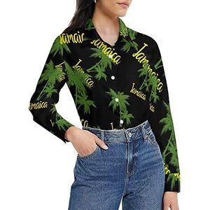 Palm Tree Jamaica damesshirt met lange mouwen en knoopsluiting, casual werkshirts, tops, L