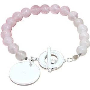 Armbanden 925 sterling zilveren armband 8 mm roze kristallen hart hanger armband compatibel met vrouw charme sieraden cadeau Kleding, schoenen en sieraden (Color : 1)