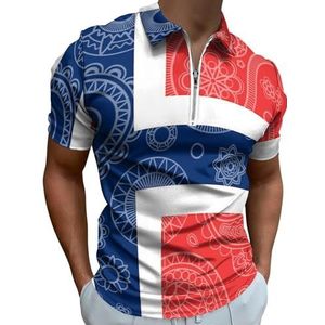 Noorwegen Paisley Vlag Half Zip Up Polo Shirts Voor Mannen Slim Fit Korte Mouw T-shirt Sneldrogende Golf Tops Tees L