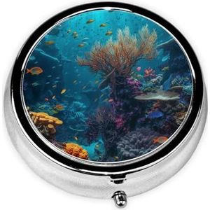 Pillendoosje met spiegel, retro pillendoosje met 3 vakken, kleine pillenorganizer voor portemonnee of zak, decoratieve metalen medicijnen, vitamine-organizer, unieke geschenken