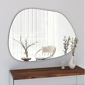 Gozos Moderne industriële Xabia-spiegel - Wandspiegel met houten voet van 2,2 cm en bevestigingsmateriaal inbegrepen - Afmetingen 90 x 70 - Asymmetrische spiegel, ideaal als decoratief item