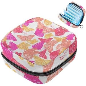 MUOOUM Vlinder Mooie Kleur Maandverband Opbergtas Menstruatie Pad Tas Draagbare Menstruatie Cup Pouch met Rits voor Tiener Meisjes Vrouwen Dames