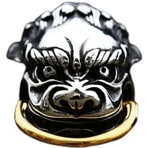 Noordse heren mythisch beest Bixie ringen, vintage handgemaakte gepolijste vintage punk gotische stijl zegelring sieraden (Size : 9)