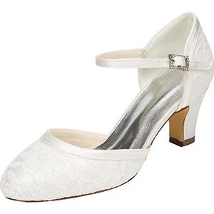 Emily Bridal Bruids Bruiloft Ivoor Schoenen Dames Kant Satijn Stiletto Hakken Pompen Sandalen 40EU
