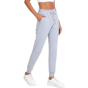 COMEOR Joggingbroek voor dames, lange katoenen sportbroek, trainingsbroek, vrijetijdsbroek, sweatpants met normale pasvorm voor fitness, yoga, vrije tijd, grijs, XS