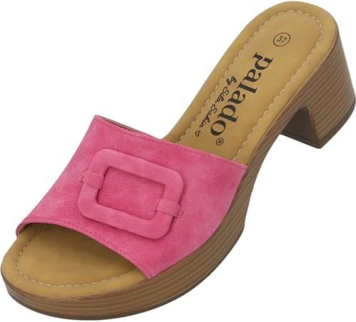 Palado - Sila Sahin - Sandalen - Roze - Comfortabele Pantoffels met Blokhak