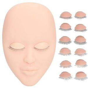 Lash Mannequin Head, Realistische Wimperverlenging Mannequin Hoofd met 6 Paar Vervangbare Oogleden, Duurzame en Herbruikbare Siliconen Mannequin, Perfect voor Oefenen, Make-up