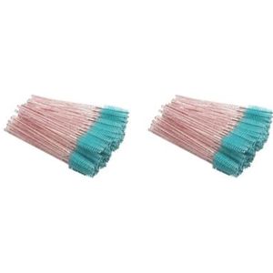 2 set van 50 stuks wimperborstel Valentijnsdag zoete haren wenkbrauw pincet verwijdering tool wimpers clip wenkbrauwborstels roze staaf/donkergroen